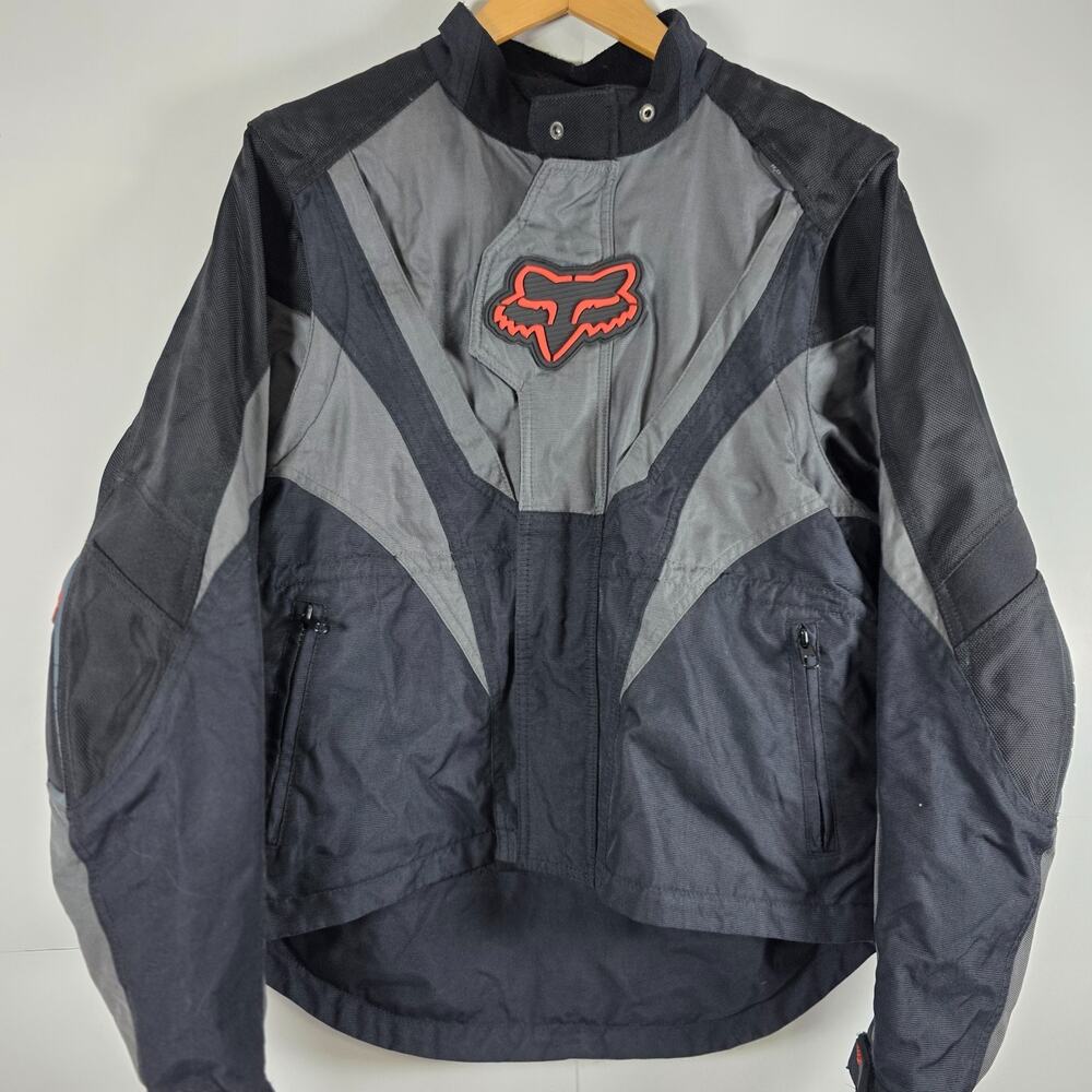FOX 360 Racing Motorcycle Jacket Black-Gray Size Medium Padded Riding Gear